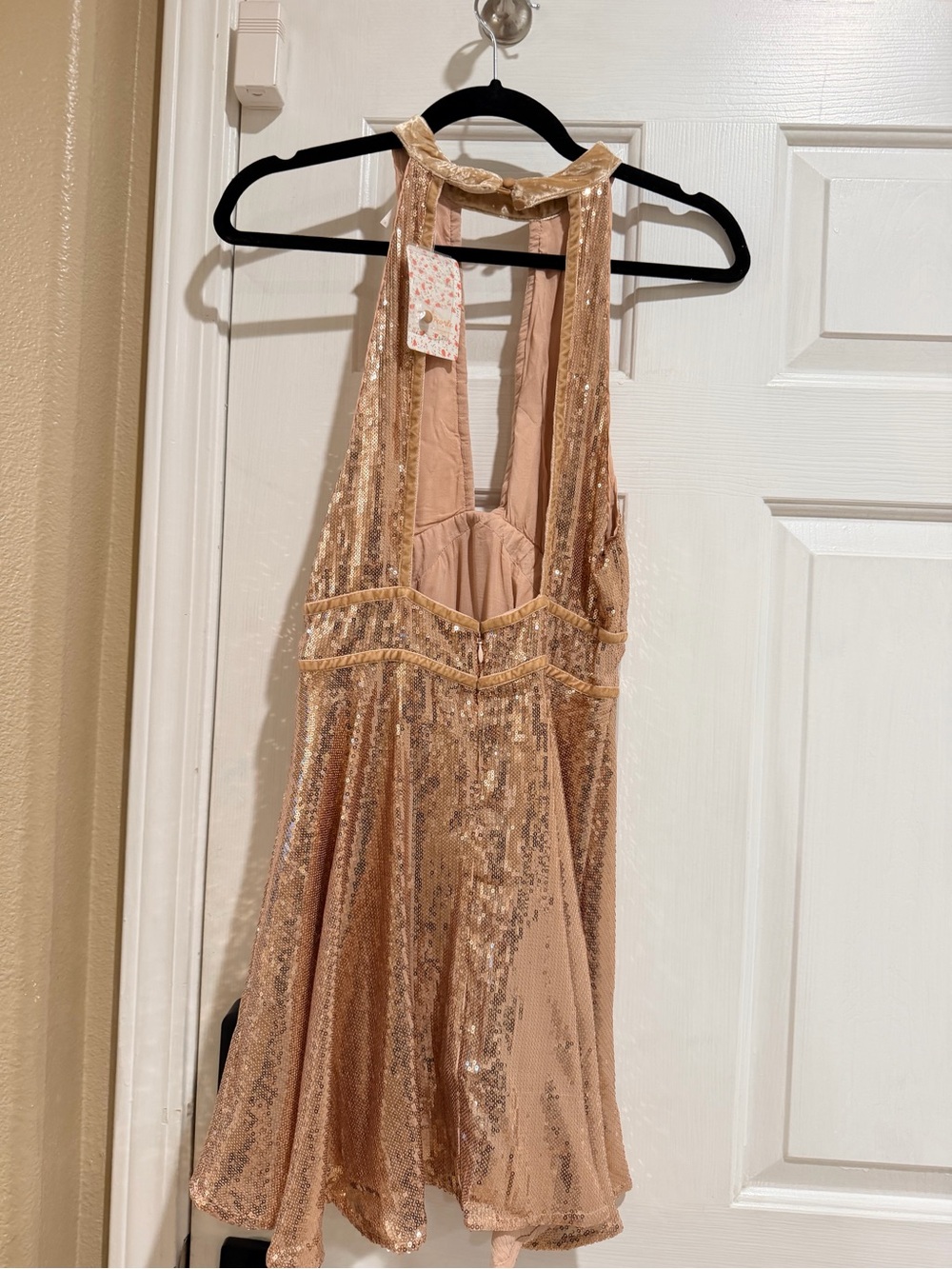 Free People Rose Gold Sequin Halter Mini Dress - Picture 6 of 6